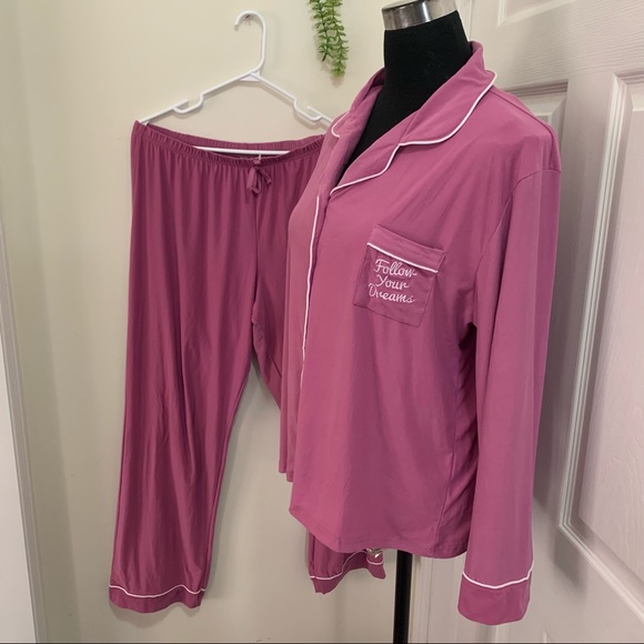 Mentally Exhausted Embroidered Pocket loungewear Sleepwear Set size XL - Picture 6 of 15